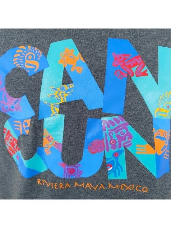 Cancun T Shirt Mens Size Small Gray Riviera Maya Mexico Travel Destination Tee - Picture 3 of 6